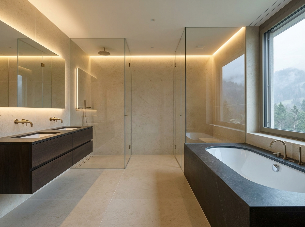 Modernes Badezimmer mit GESA Plattenarbeiten